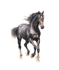 Obraz na płótnie Canvas Watercolor illustration of a black horse isolated on white background.
