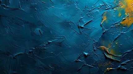 Fototapeta na wymiar Recurso gráfico de textura de pintura de color azul y algún tono amarillo. Concepto de textura. 