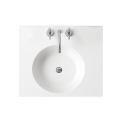 wash sink in a bathroom on white background, top view