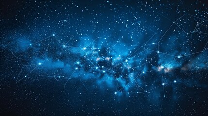 A constellation in the night sky, with stars connected by blockchain lines, mapping out the universe of green finance.