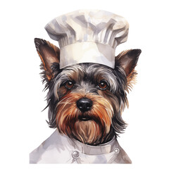 ai generated illustration of a dog cooking chef in a white uniform