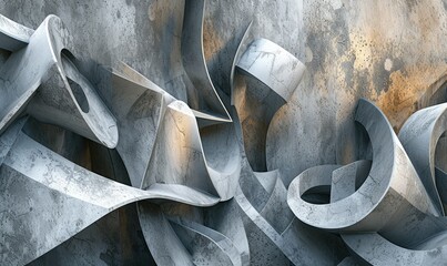 3d abstract image with gray concrete shapes, in the style of intersecting planes, rustic futurism