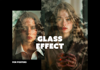 Twilight Window Reflection Poster Photo Effect Mockup With Generative AI Preview