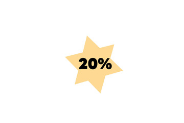 20% twenty percent, promotion, discount, offer, yellow icon, for advertisement