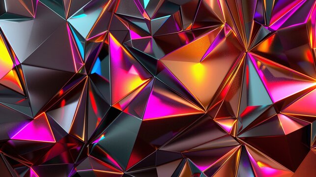 futuristic holo abstract 3d shapes creating visual illusion on black background, modern digital design concept