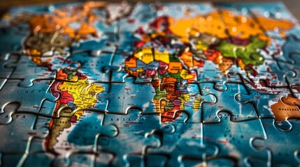 A jigsaw puzzle of the global map, with pieces representing different countries' regulatory stances.