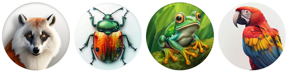 Obraz premium Fauna clipart collection, vector, icons isolated on transparent background