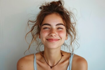 emotional portrait of happy woman. ai generated