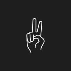 Peace Sign, hand V icon, two fingers symbol
