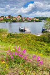Scandinavian summer landscape of Karlskrona island on Baltic sea coast, Sweden. Brandaholm neighbourhood - 748752565
