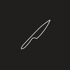 Chef knife icon. Thin line art logo. Black simple illustration for cutting and cooking. Contour isolated vector image on white background