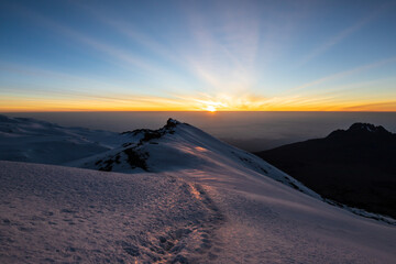 Sunrise at Stella Point: A Majestic Dawn on Kibo Peak of Mt. Kilimanjaro