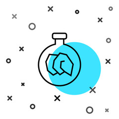 Black line Exhibition with various minerals, rocks and crystals icon isolated on white background. Minerals exhibition, mineralogy, geology expo or museum. Random dynamic shapes. Vector