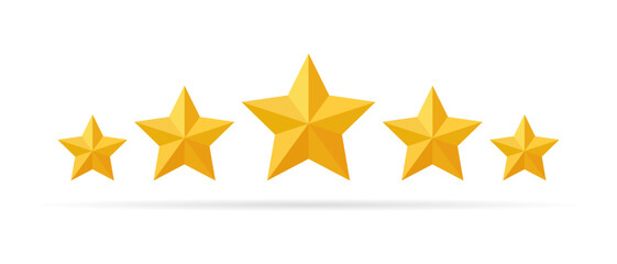 Five 3d star icon in trendy style. Customer satisfaction feedback vector