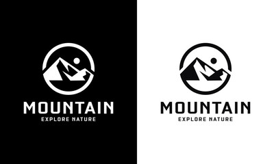 mountain view logo design with circle