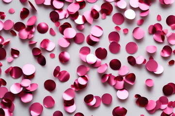 Metallic Pink Confetti Spread on a Neutral Background