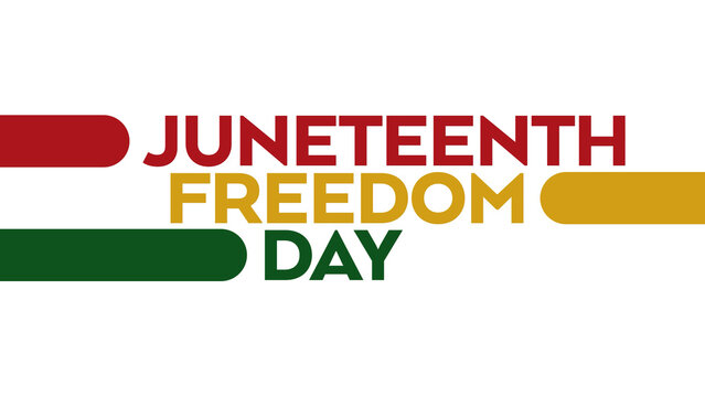 Juneteenth Freedom Day celebration design on white and black background to celebrate historic events honoring Juneteenth Freedom Day with African American heritage emancipation liberation and equality