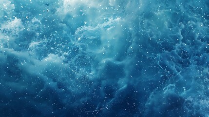 Fototapeta premium Deep blue ocean water with white bubbles and foam.