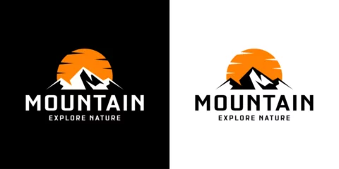 Fotobehang mountain and sunrise silhouette logo design inspiration © reza