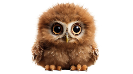Adorable Owlet with Wide Eyes on transparent background