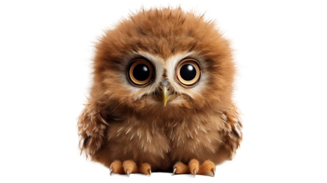 Adorable Owlet with Wide Eyes on transparent background