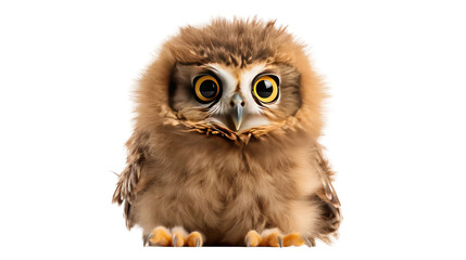 Charming Fluffy Owlet on transparent background