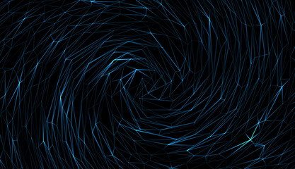 Swirling Galactic Energy Abstract black backdrop with stars, featuring a mesmerizing spiral of light, creating a dynamic vortex of energy and motion in shades of blue