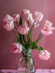 Elegant Tulips in Glass Vase