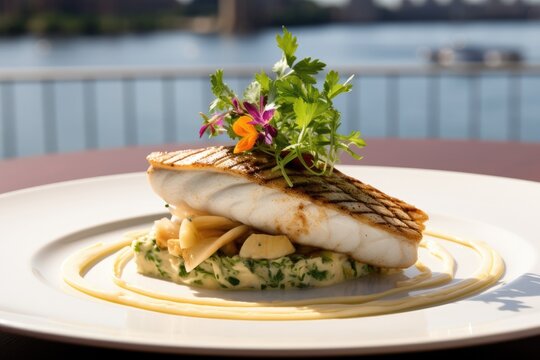 Culinary Masterpiece: Indulge in the Chef's Exquisite Grilled Codfish Creation.