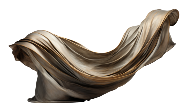 Flowing Form Abstract Iron Sculpture on transparent background