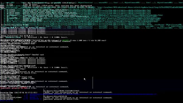 PC full collapse running code screen glitching loop. with alpha channel.