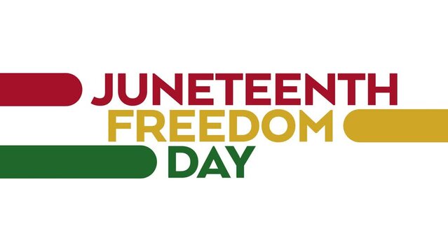 Celebrate Juneteenth Freedom Day with motion graphics and seamless loopable kinetic typography text animation on white and black background for historic November events honoring Juneteenth Freedom Day