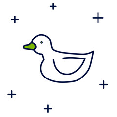 Filled outline Rubber duck icon isolated on white background. Vector