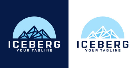 silhouette of iceberg rock logo design