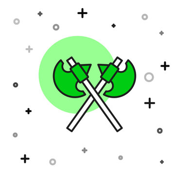 recommend clip art: Filled outline Crossed medieval axes icon isolated on white background. Battle axe, executioner axe. Medieval weapon. Vector
