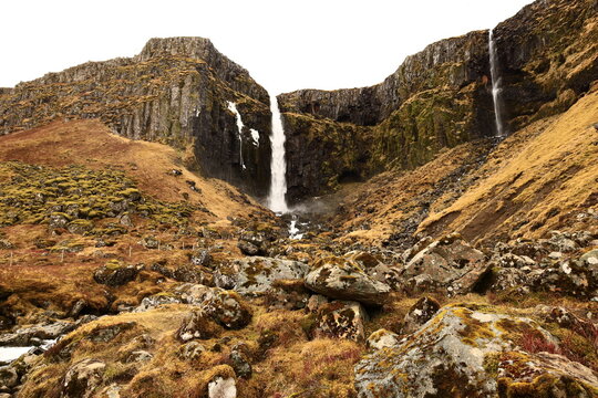 Grundarfoss waterfall is one of the tallest waterfalls in Iceland located in the scenic Snaefellsnes Peninsula