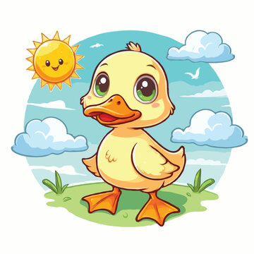 cute duck vactor on white background.