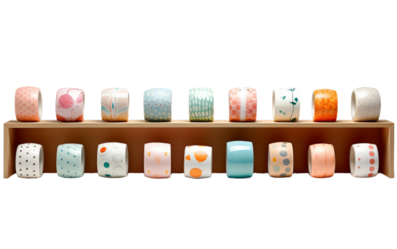 Decorative and Functional Washi Tape Collection on transparent background