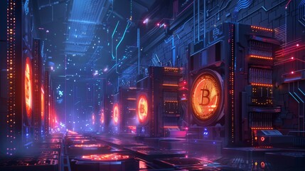 Cold Storage Solutions: Illustrations of cold storage options for cryptocurrencies, emphasizing their security benefits. - obrazy, fototapety, plakaty