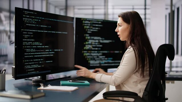 Programmer Woman Coding On Computer