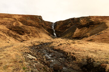 View on a waterfall in the Snæfellsjökull National Park, Iceland