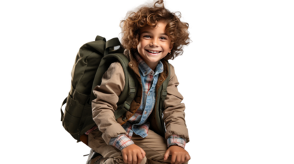 Enthusiastic Young Explorer on transparent background