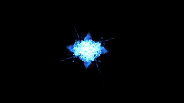 Blue Particle and Fire Animation design on black background. Overlay on background