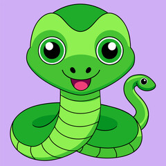 Green snake: illustration for the New Year's mood