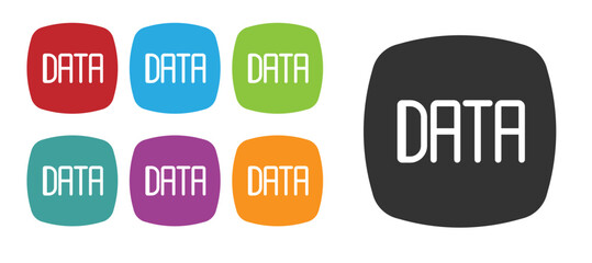 Black Data analysis icon isolated on white background. Business data analysis process, statistics. Charts and diagrams. Set icons colorful. Vector