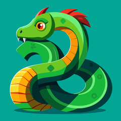 Green snake in the art of illustration