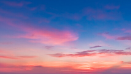 Sunset sky abstract background, blue sky background with tiny clouds.