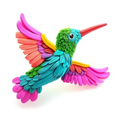 Fototapeta premium Multicolored hummingbird isolated on white background.