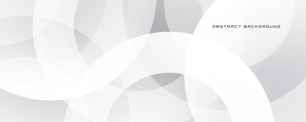 3D white geometric abstract background overlap layer on bright space with circles shape decoration. Modern graphic design element cutout style concept for banner, flyer, card, cover, or brochure
