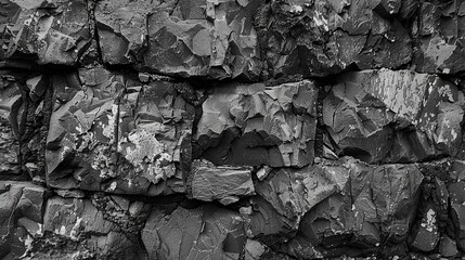 Black White Stone Texture. Rock, Wall, Background, Basalt, Material, Grunge, Pattern, Old, Dark
